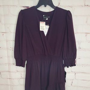 NWT Eggplant, ruffled knee-length dress size 8